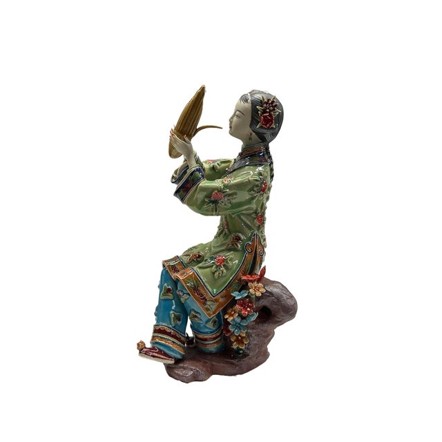 2000 - 2009 Chinese Porcelain Qing Style Dressing Music Lady Figure For Sale - Image 5 of 5