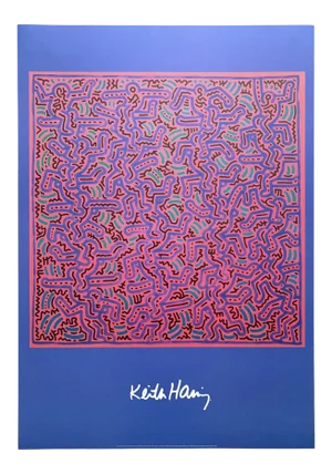 Keith Haring Estate Vintage 1999 Lithograph Print Large Pop Art Poster " Untitled " 1984