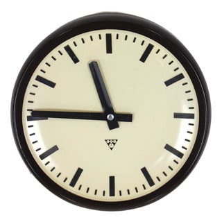 Bakelite Station Clock Wall Lamp from Pragotron, 1950s For Sale