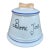 Vintage French “Bone Jour” Blue and White Porcelain Dog Treat Jar For Sale