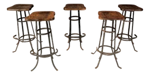 Vintage Brutalist Bar Stools, 1970s, Set of 5