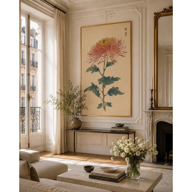 Japanese Spider Mum by Hasegawa, Vintage Botanical Art Print, 24" X 36" For Sale - Image 9 of 10