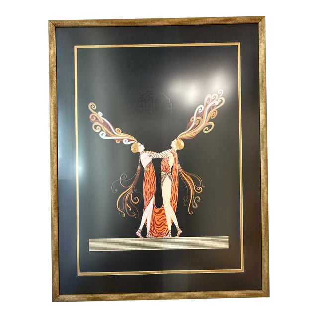 Vintage Erte “Kiss of Fire” Framed Print For Sale