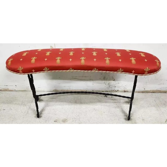 French Vintage Bench Iron Lyre Pineapples For Sale - Image 3 of 12