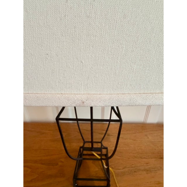 Early 2000s Open Cage Table Lamp With Shade For Sale - Image 12 of 13