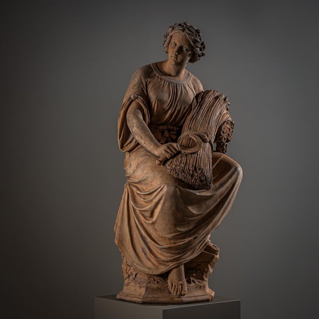 Franz Melnitzky, Summer, Autumn, and Winter Sculptures, 1855, Terracotta, Set of 3 For Sale - Image 14 of 18