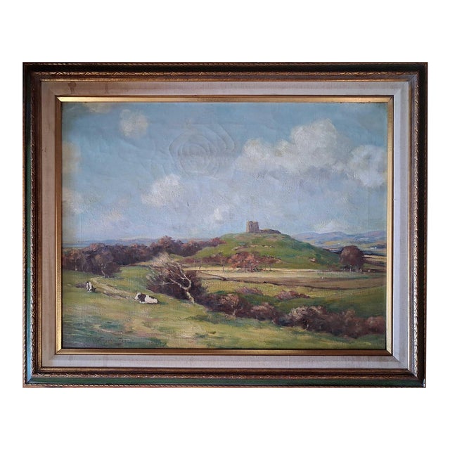 19th Century Scottish Landscape Oil Painting of Dunure Castle Ruin on a Hillside by Taylor Brown (Exhibited Rsa) For Sale