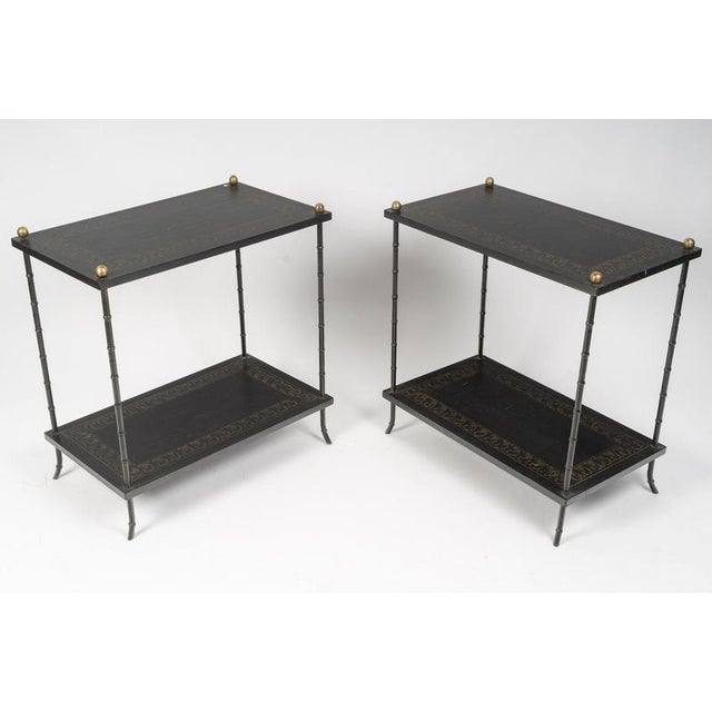 20th Century Gold-Plated Bamboo-Style Brass End Tables, Set of 2 For Sale - Image 3 of 8