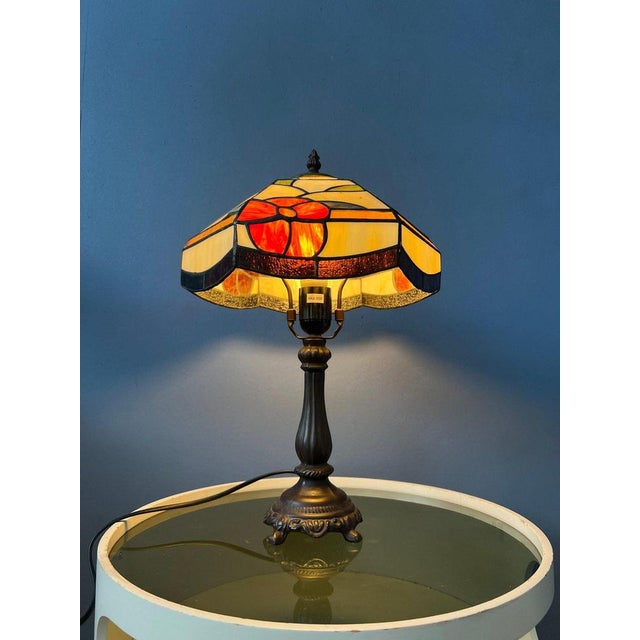 Art Deco Table Lamp in Stained Glass For Sale - Image 6 of 11