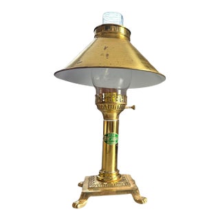 Vintage Brass Paris Orient Express Istanbul Table Lamp With Glass Chimney For Sale