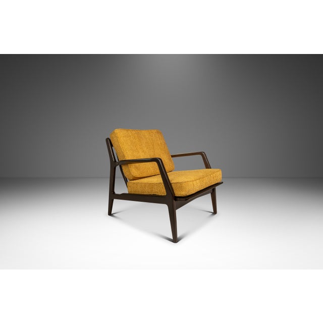 Wood Danish Mid-Century Modern Model 596 Lounge Chair in Beech & Bouclé Attributed to Lawrence Peabody & Ib Kofod Larsen for Selig, Denmark, C. 1950's For Sale - Image 7 of 18