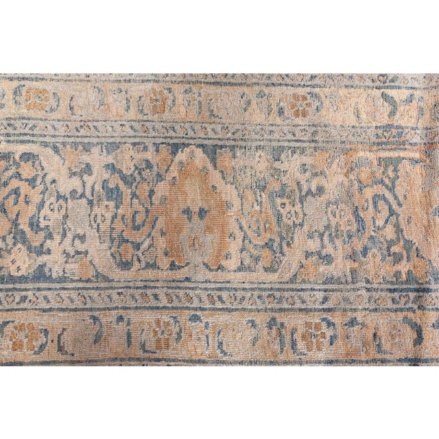 Fine Antique Persian Tabriz Blue, Beige Handmade Wool Rug For Sale - Image 9 of 9