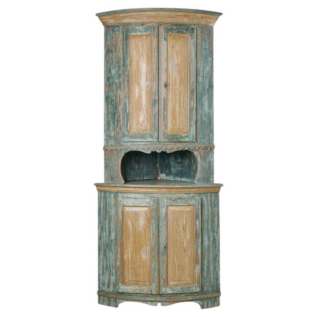 Antique Gustavian Pine Corner Cabinet, Sweden, 1820 For Sale - Image 11 of 11