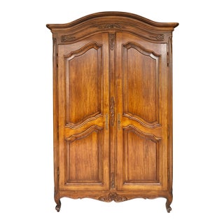 French Provincial Carved Walnut Armoire Made in Italy For Sale