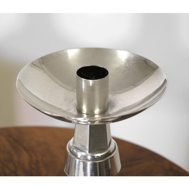 Art Deco Large English Silver Plated Candleholders, 1930s, Set of 2 For Sale - Image 6 of 11