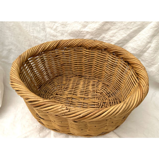 Farmhouse Thick Woven Rattan Oval Basket For Sale - Image 3 of 6