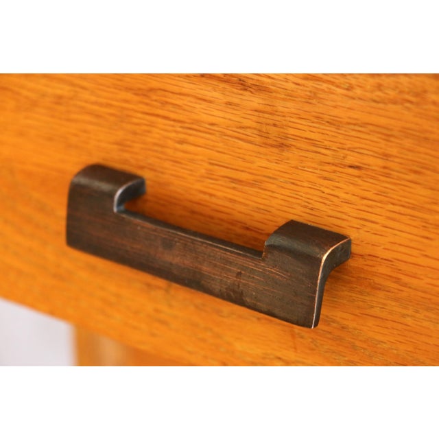 Vintage Pair of 1940s Solid Oak Nightstands For Sale - Image 10 of 18