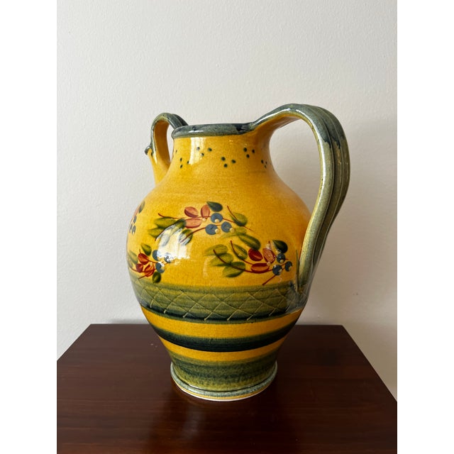 French Provincial Vintage Terre È Provence French Hand-Painted Ceramic Pitcher, Made in France For Sale - Image 3 of 10