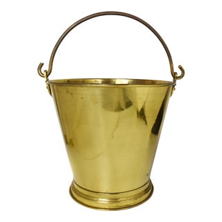 Mid-Century Large Brass Ice Bucket With Handle For Sale