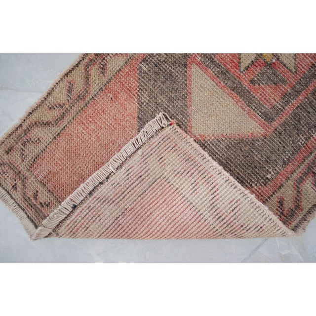 Textile Small Oushak Rug Mat. Hand Knotted Petite Rug - 19" X 38" For Sale - Image 7 of 7