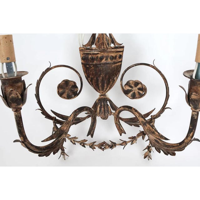 Fine Pair of Lillian August Florentine Italian Tole Style Lighting Sconces For Sale - Image 13 of 15
