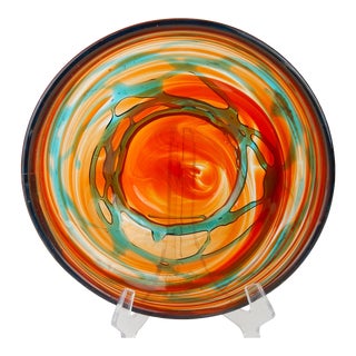 Late 20th Century Modern Art Glass Pedestal Bowl, Signed Anduro For Sale