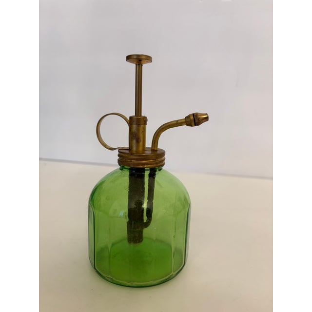 1950s Vintage Glass Green Mister Sprayer Bottle Watering Atomizer For Sale - Image 5 of 5