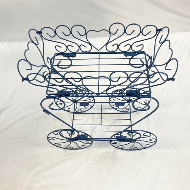 Navy Blue 1950s Mid-Century Atomic Boho Chic Outdoor Flower Cart Plant Stand. For Sale - Image 8 of 11