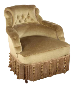 1880s French Napoleon III Green Velvet Reading Chair
