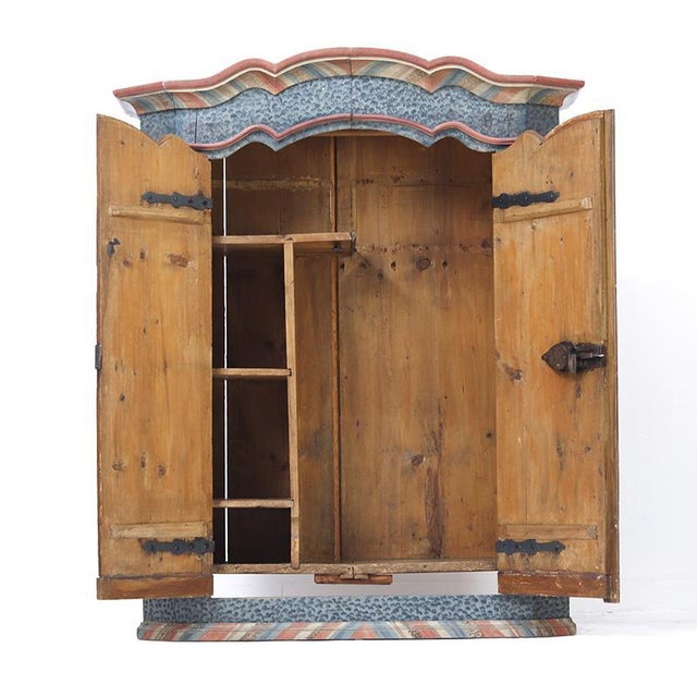 Rustic Farmhouse Folk Art Painted Bridal Cabinet, 1784 For Sale - Image 12 of 18