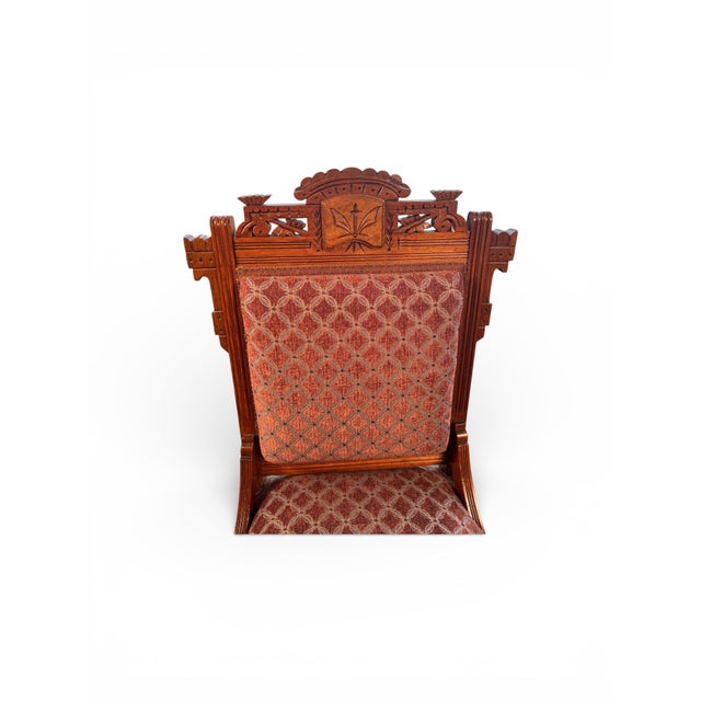 Wood Set of Three 19th Century Eastlake Aesthetic Movement Walnut Parlor Chairs, Newly Upholstered For Sale - Image 7 of 12