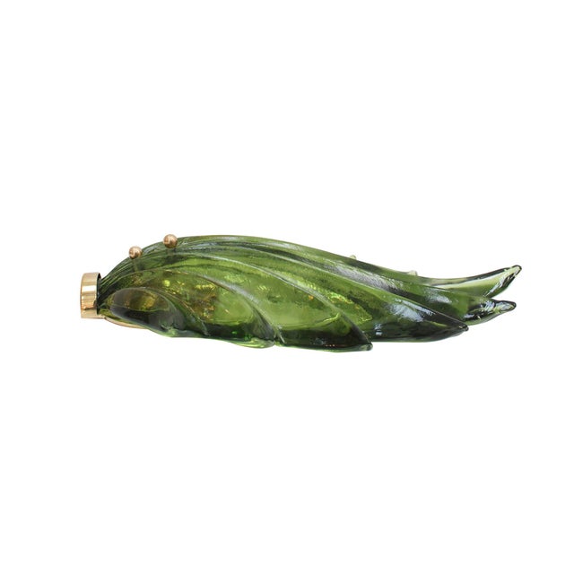 Floral Murano Glass Wall Sconces in Green, 2000, Set of 2 For Sale - Image 4 of 14