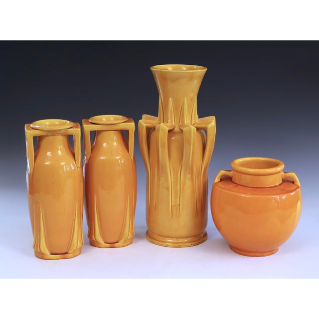 Ceramic Vintage Awaji Pottery Dragon Vase Japanese Arts Crafts Yellow Monochrome 18" For Sale - Image 7 of 9