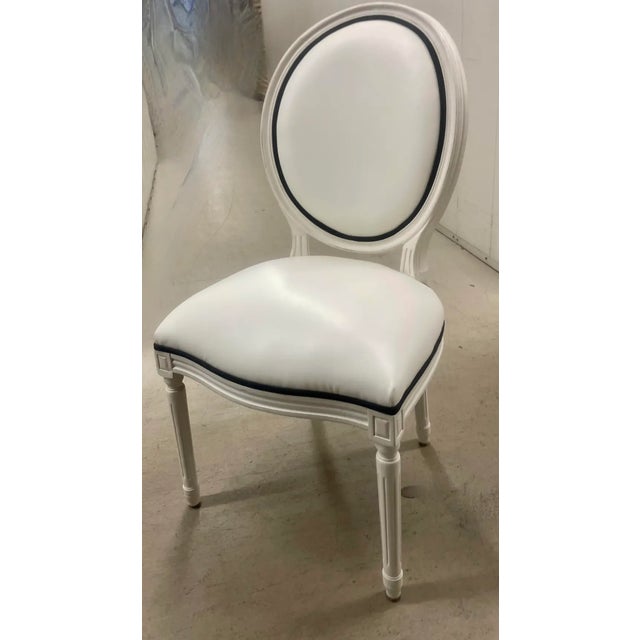 Maison Jansen Custom Leather Louis XVI Dining Chairs, Set of 6 For Sale - Image 4 of 11