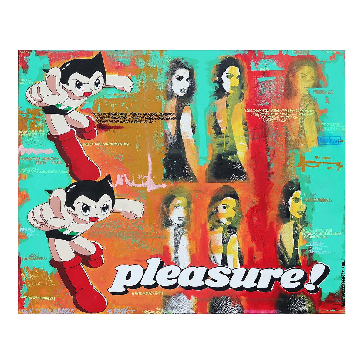 21 Hedonista Teal And Red Toned Kendall Jenner And Astro Boy Pop Art Painting By Mario Humberto Kazaz Chairish