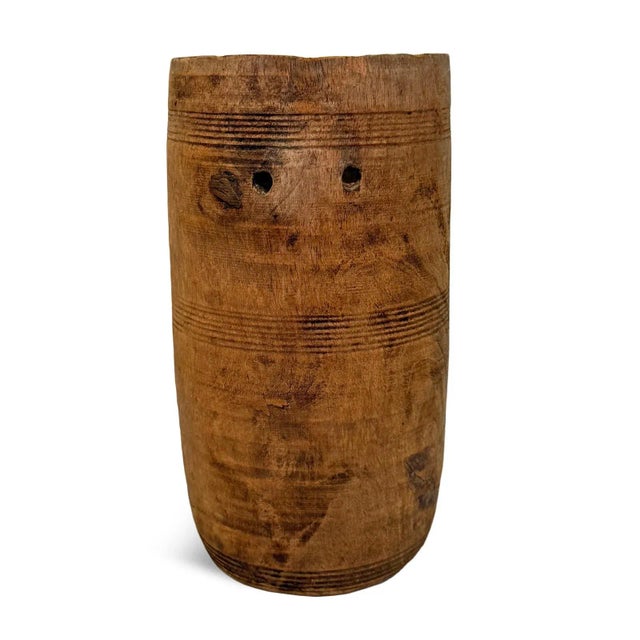 Farmhouse India Wooden Vintage Water Pot For Sale - Image 3 of 4