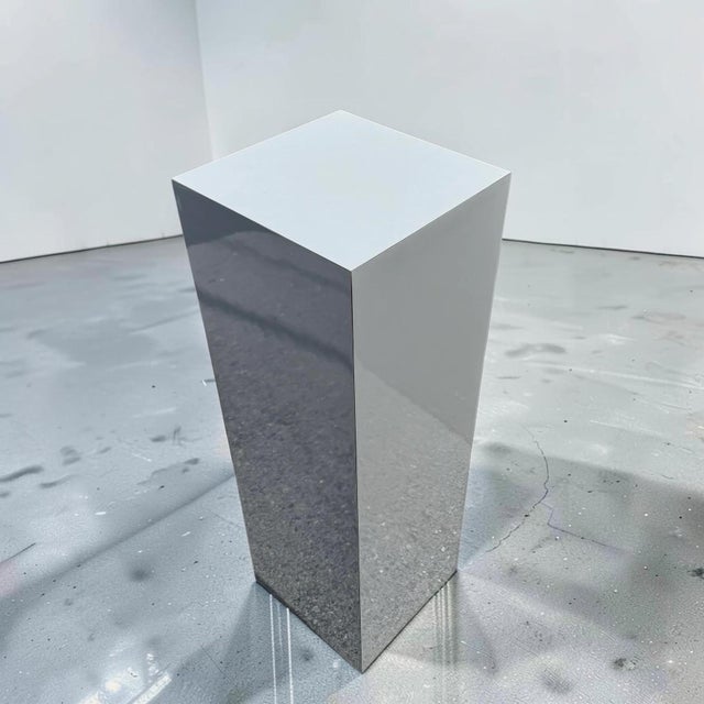 Paper Chrome Stripe Postmodern Pedestal For Sale - Image 7 of 10