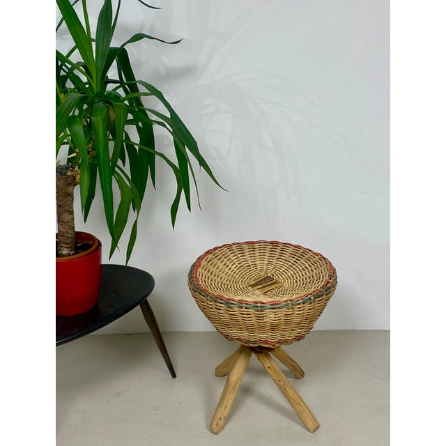 Vintage Rattan Stool, 1970s For Sale - Image 12 of 12