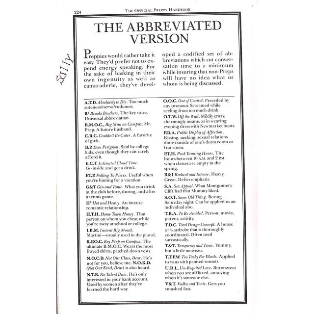 "The Official Preppy Handbook" 1980 Birnbach, Lisa (Inscribed) For Sale - Image 4 of 15