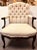 Antique Georgian Style Bergere Armchair. Beautifully carved walnut wood with leaf and floral patterns. Seat apron also has...