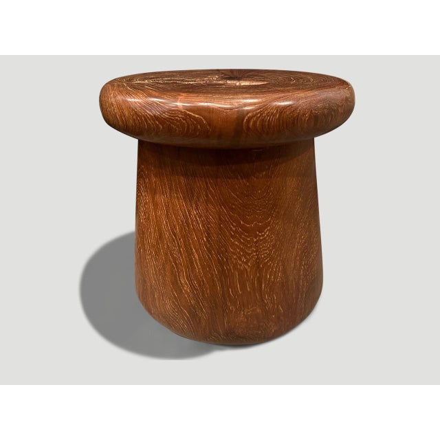 Andrianna Shamaris Century Old Teak Wood Side Table or Stool For Sale - Image 18 of 18