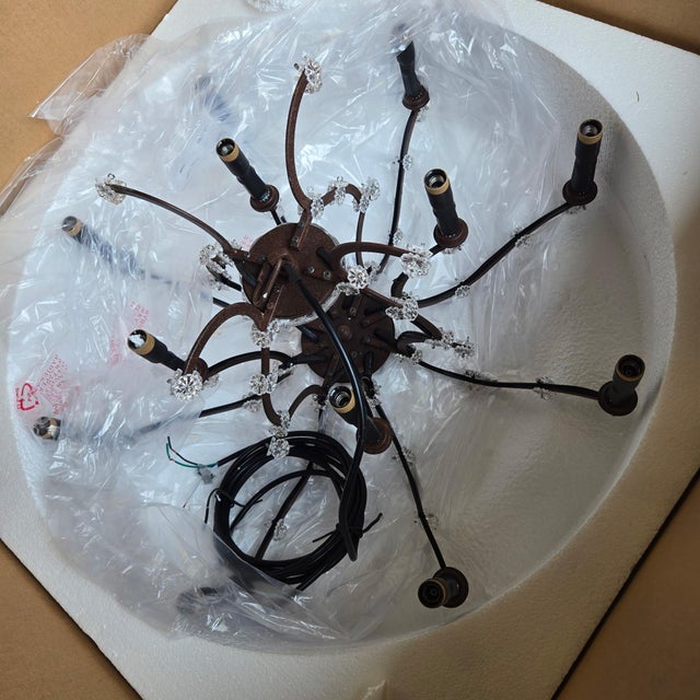 2020s Restoration Hardware Rococo Iron & Crystal Round Chandelier For Sale - Image 5 of 10