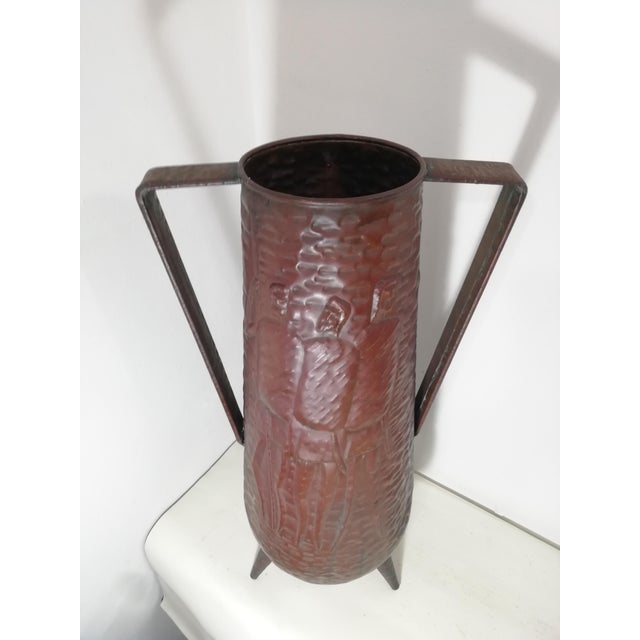 Brutalist Copper Tripod Umbrella Stand by Angelo Bragalini, Italy, 1950s For Sale - Image 4 of 10