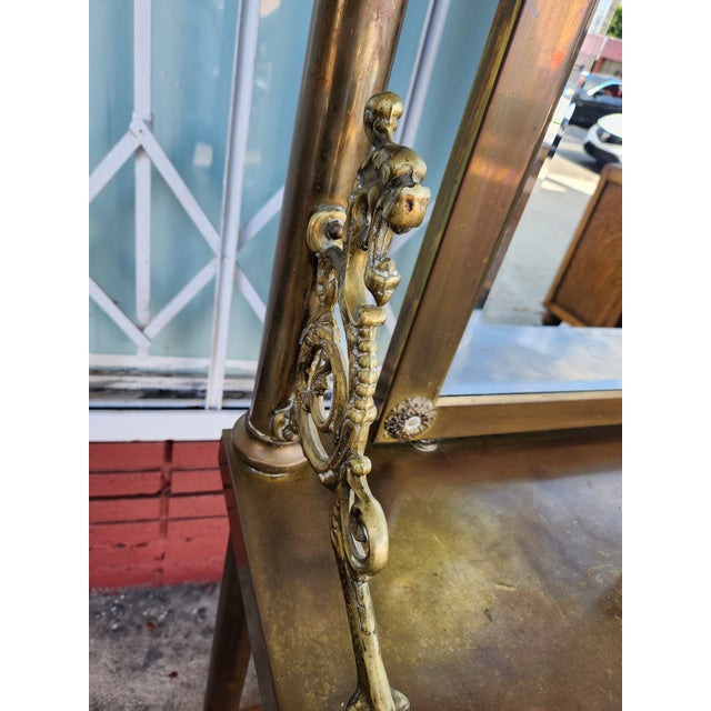 1970s Vintage Brass Hall Tree With Mirror and Console For Sale - Image 5 of 7