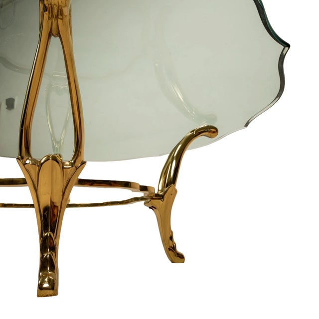 1980s Hollywood Regency Brass & Glass Sculptural Coffee Table For Sale - Image 5 of 6