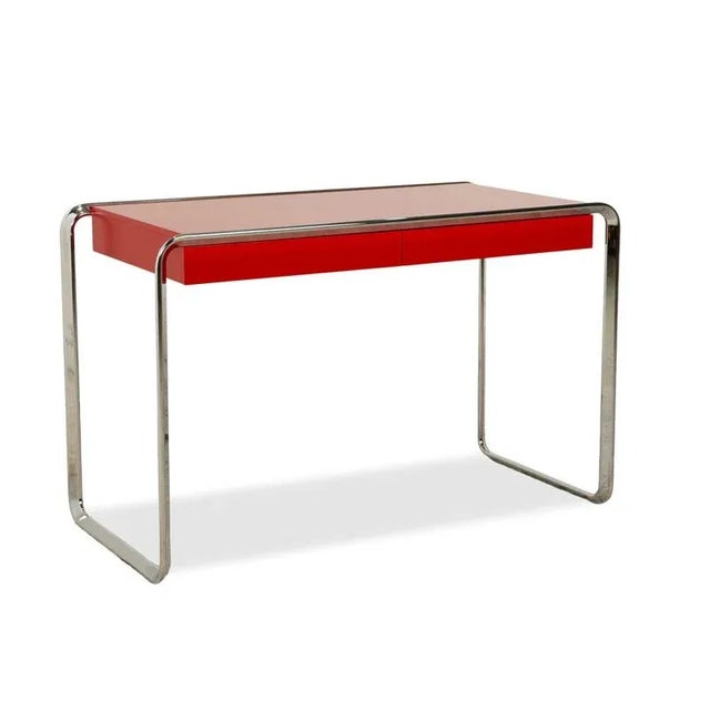 Oblique Steel Desk in Red with Drawers from Tecta For Sale - Image 15 of 15