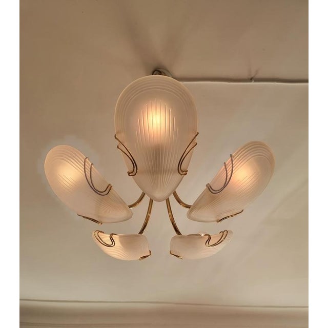 Reijmyre Pendant in Brass with Clam-Shaped Glass, 1980s For Sale - Image 4 of 9