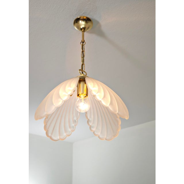 Mid-Century Modern Pendant Lamp in Opaque Satin Glass and Gilt Metal, Italy, 1970s For Sale - Image 4 of 18