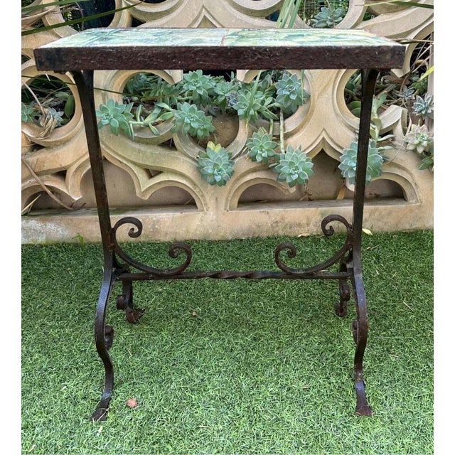 Late 19th Century Late 19th Century Wrought Iron Roman Fresco Tile Table For Sale - Image 5 of 12