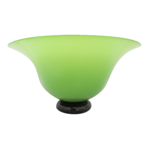 Donald Carlson Apple Green Large Studio Art Glass Fluted Footed Bowl